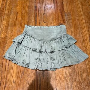 Altar'd State Sage Green Tiered Mini Skirt